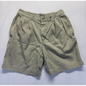 Vintage Structure Chino Shorts Mens‎ 34 Khaki Cotton Twill Pleated Front Casual